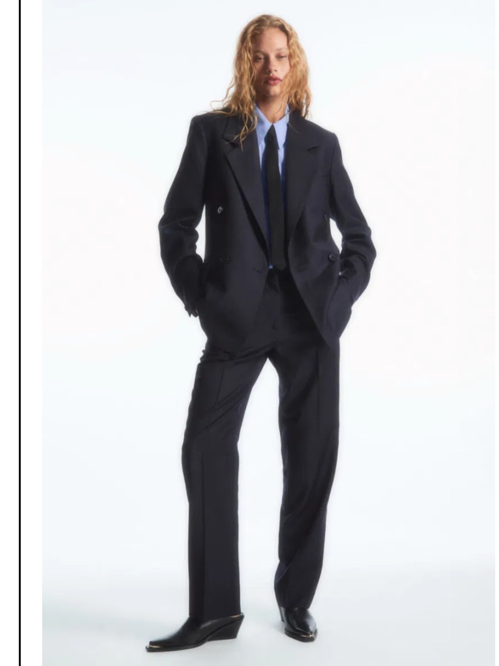 COS LOW-RISE TAILORED WOOL PANTS, Size: 12, Color: Navy, Never Worn